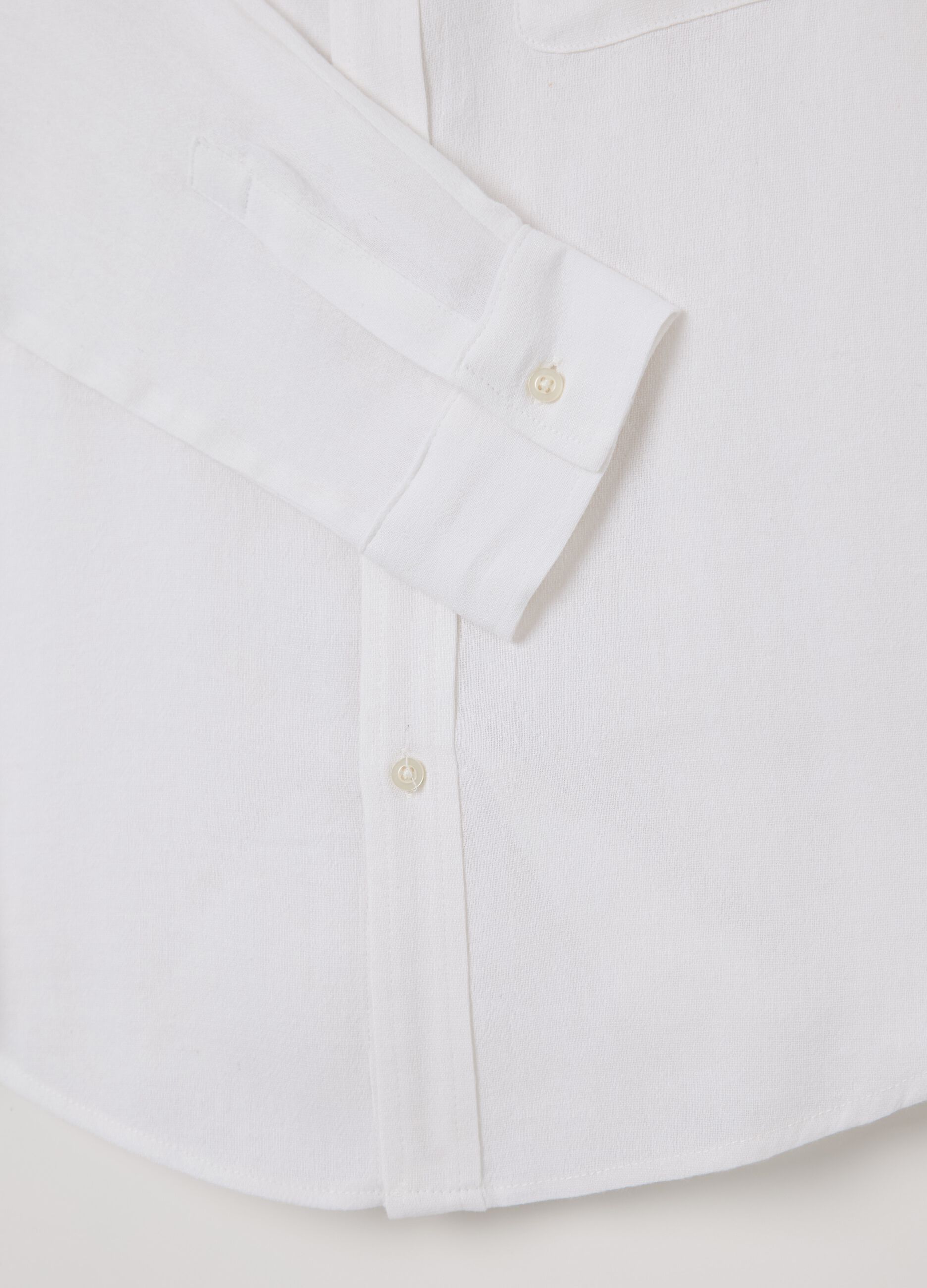 Camicia bianca in cotone viscosa e lino