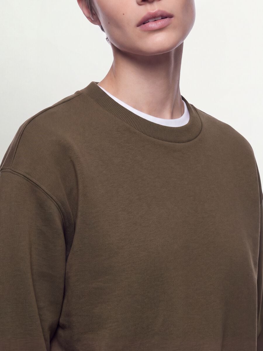Felpa verde in misto cotone a girocollo regular fit_1