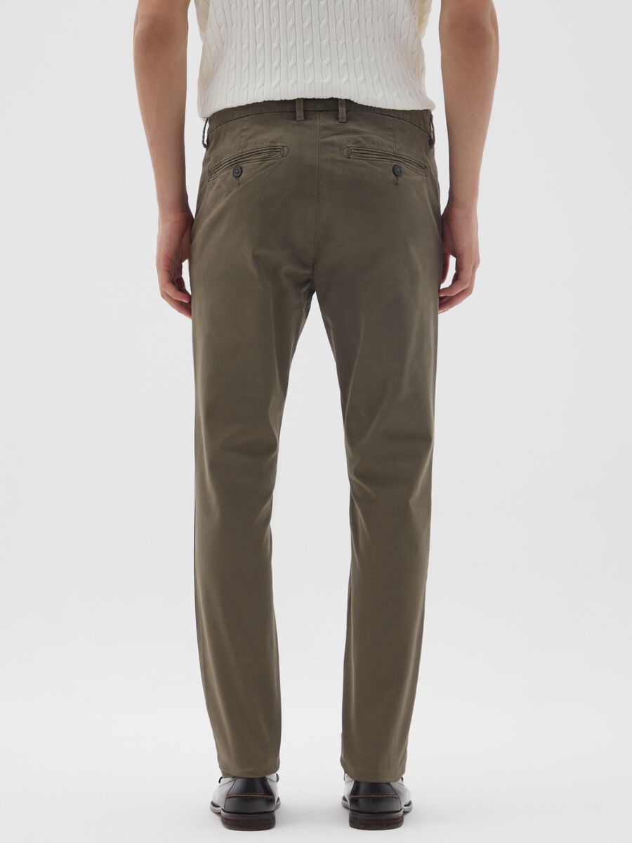 Green Stretch Cotton Regular Fit Trousers_2