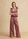 Pantaloni rosa palazzo in cotone elasticizzato a righe_0