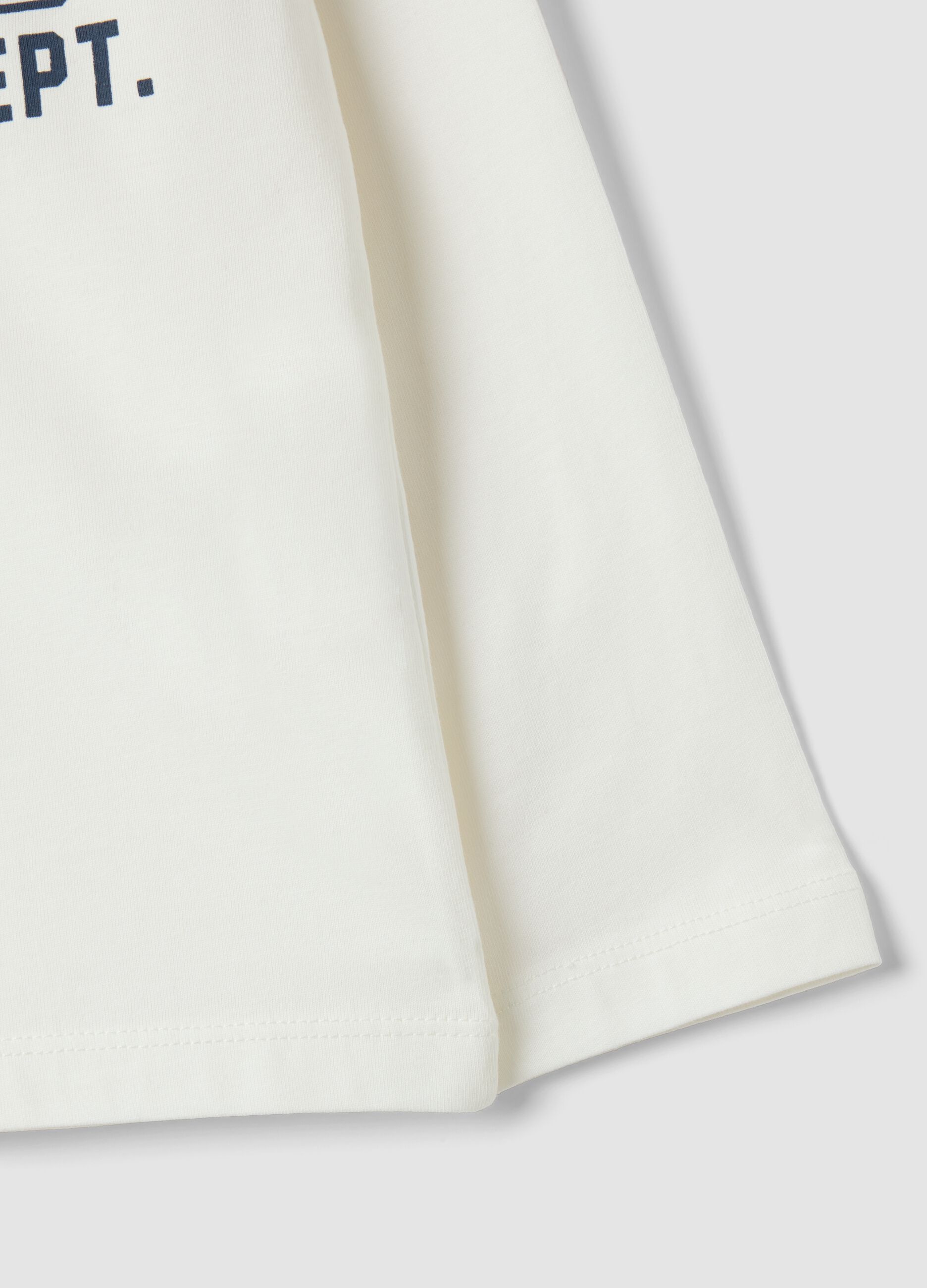 T-shirt bianca in puro cotone organico con stampa college per bambino