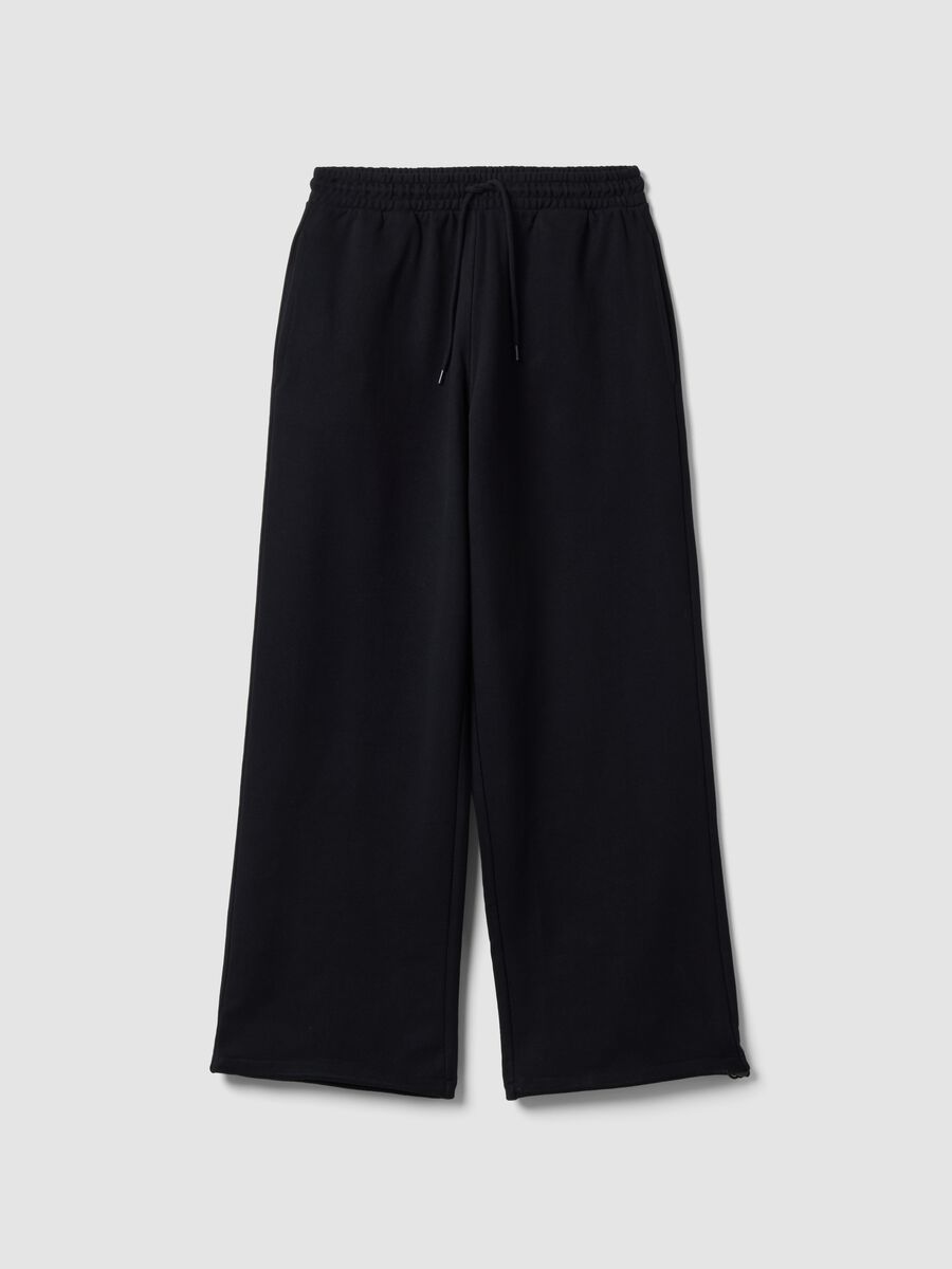 Black pure cotton joggers with elasticated waistband, oversized fit_0