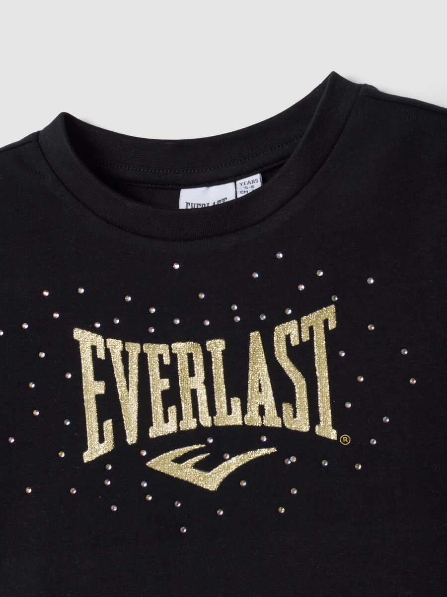Girls&rsquo; black cropped stretch-cotton T-shirt with print_2