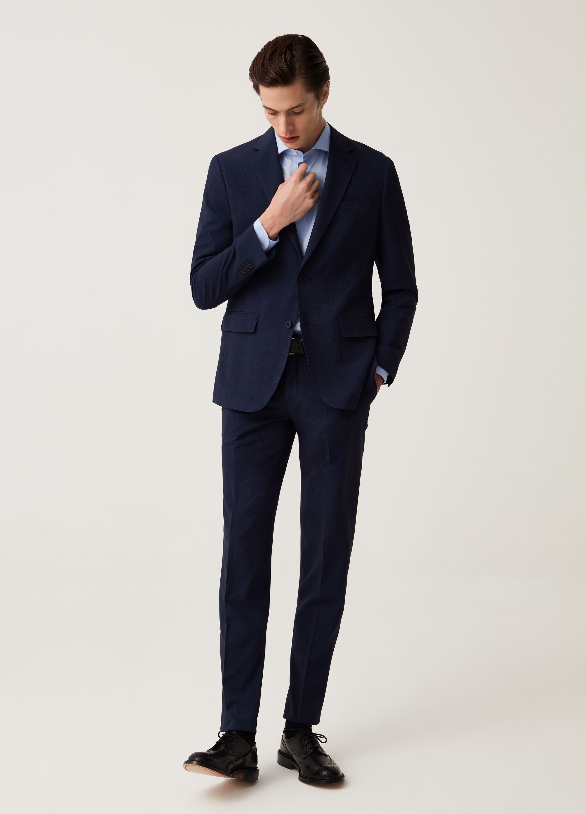 Slim-fit trousers with Prince of Wales design