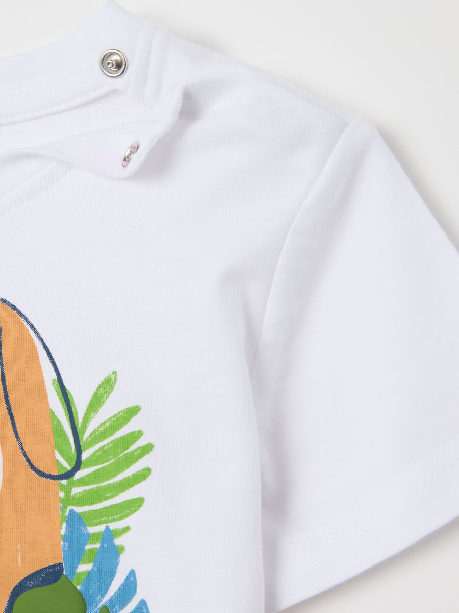 White cotton T-shirt with puppy print_3