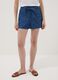Blue pure cotton denim shorts with elasticated waist, regular fit_1