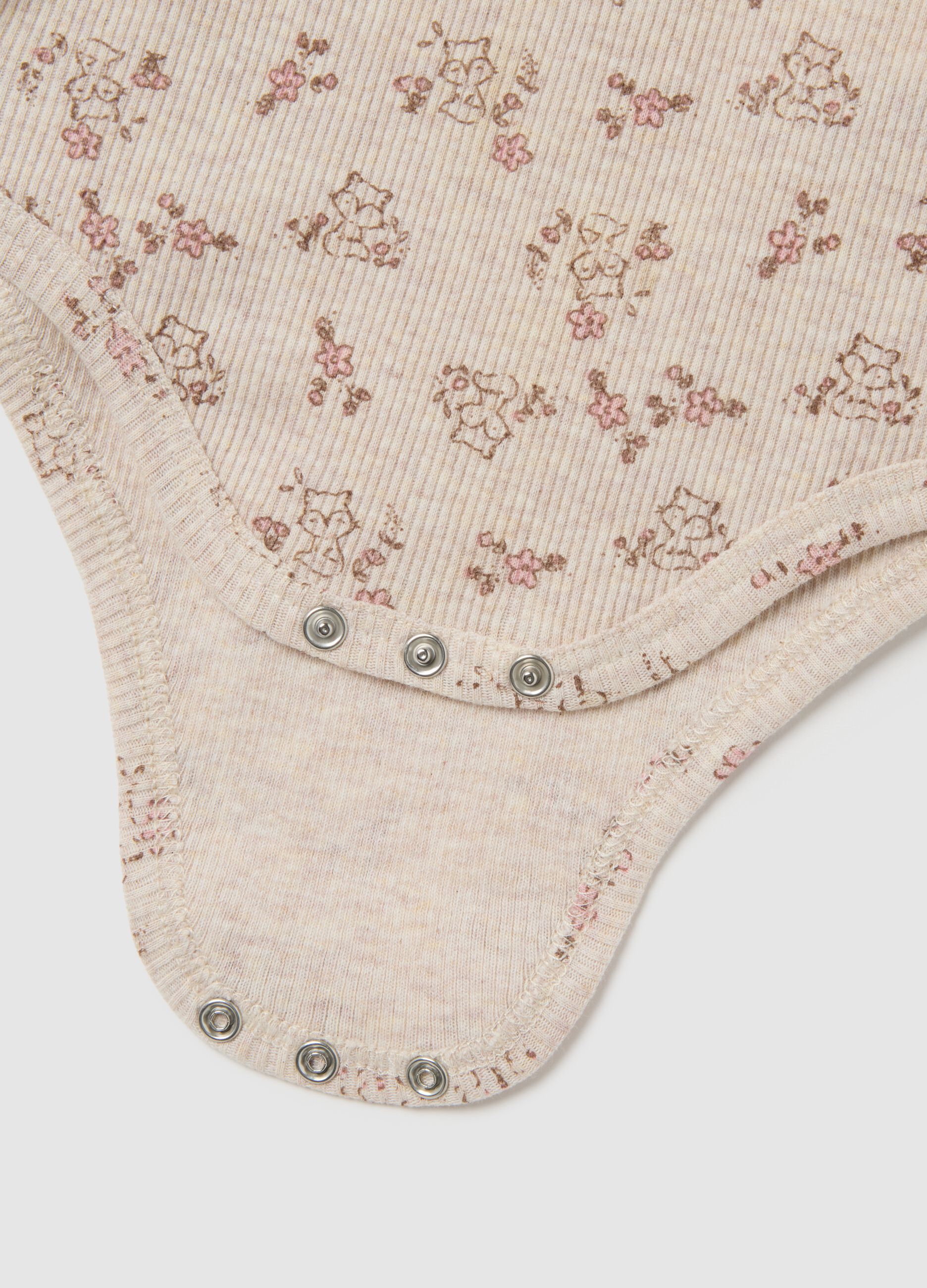 Body da neonata in puro cotone beige a fiori