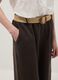 Brown pure linen wide-leg trousers with elasticated waist_3