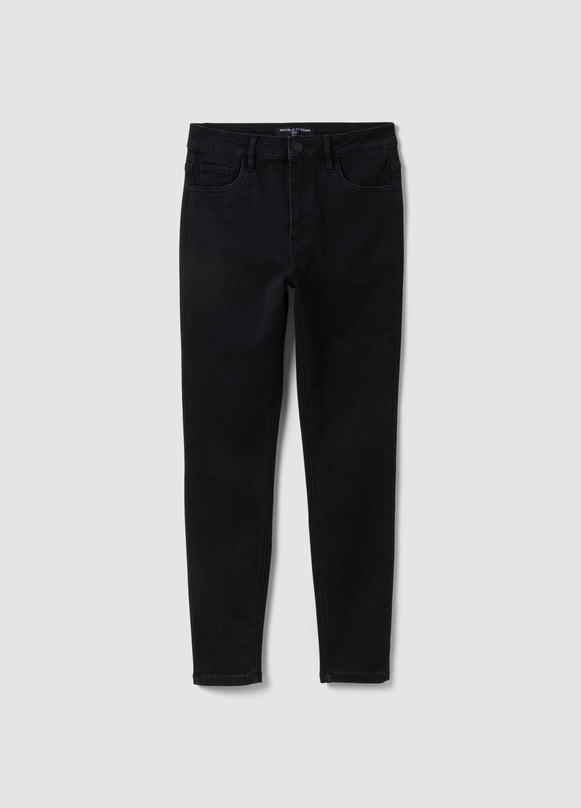 Black skinny-fit stretch cotton and viscose jeans