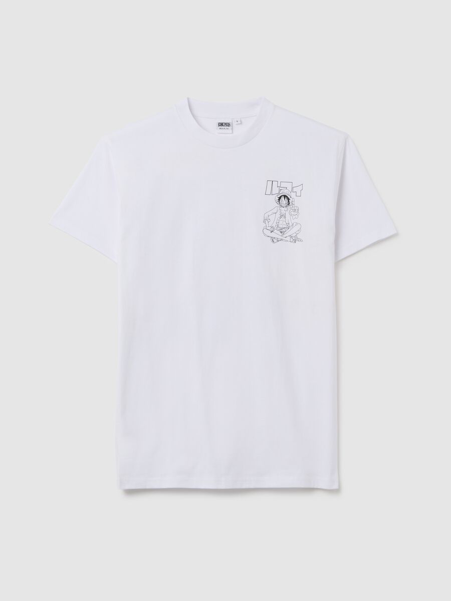 T-shirt in puro cotone bianca con logo One Piece_4