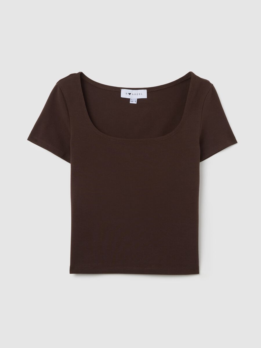 Women's’ brown slim-fit T-shirt in stretch cotton_4