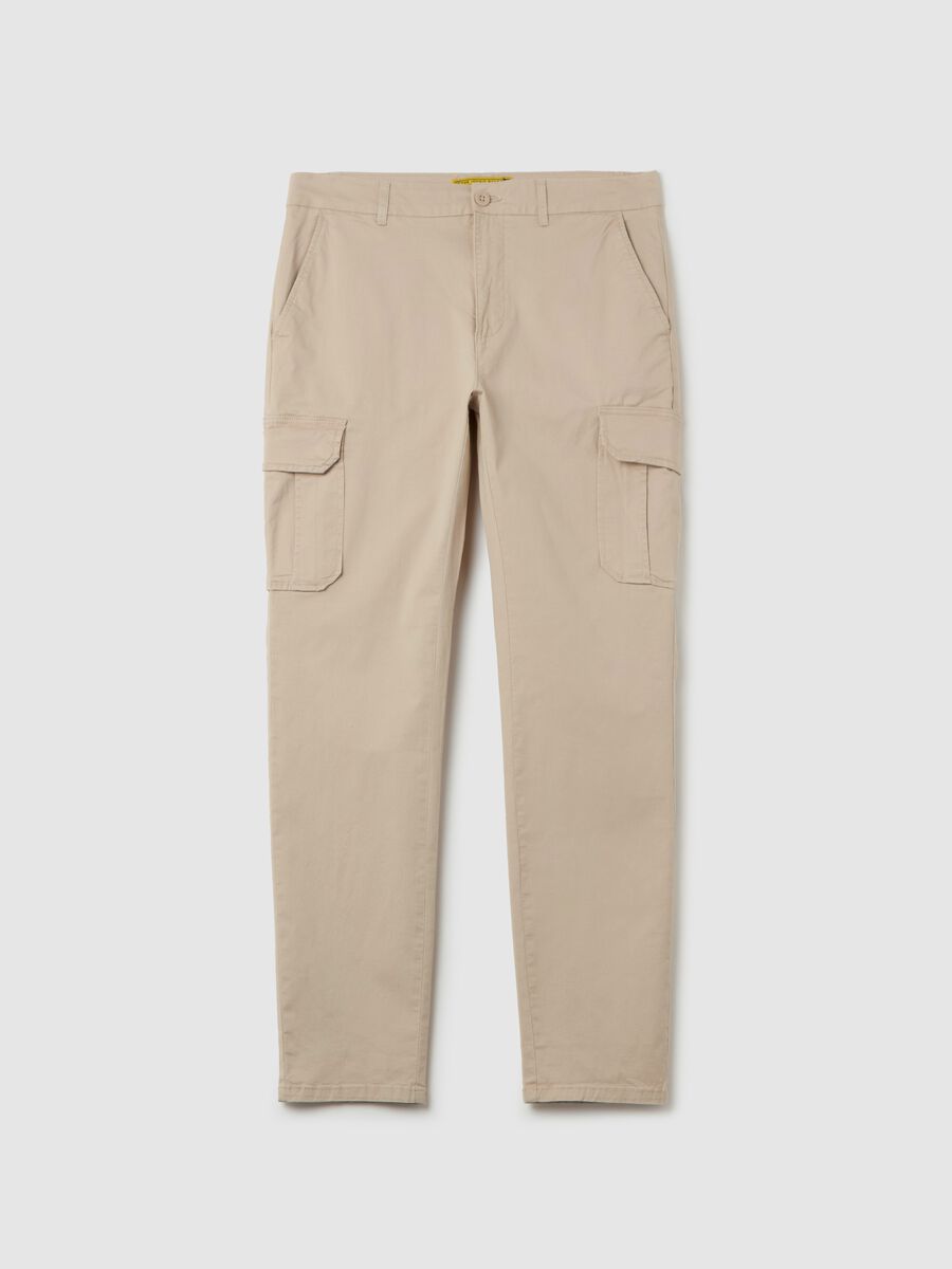 Slim-fit cargo pants in stretch cotton_4