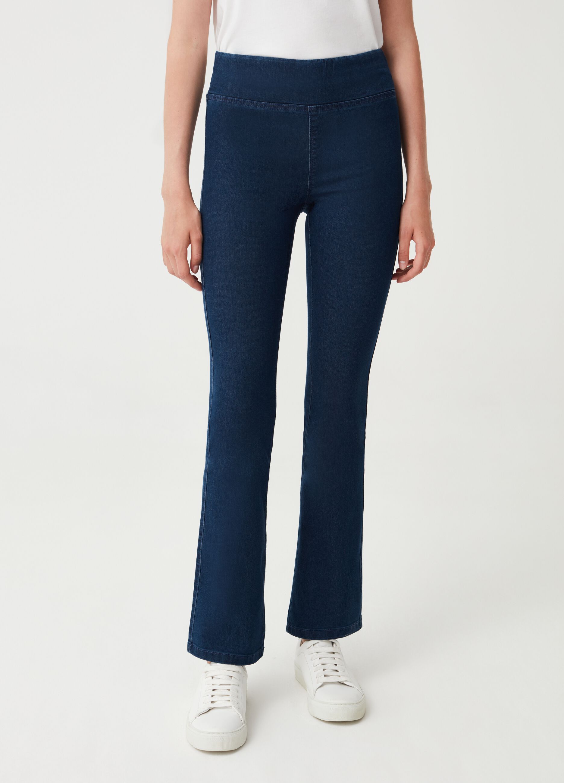 Jeggings flare fit a vita alta_1