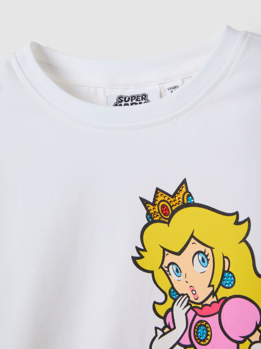 Girls' white stretch cotton T-shirt regular fit with Peach_3