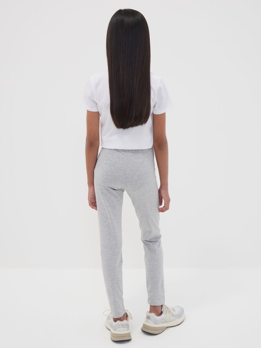 Leggings skinny grigi in misto cotone organico elasticizzato per ragazza_1