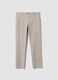 Pantaloni chino grigi in cotone elasticizzato regular fit a costine_0