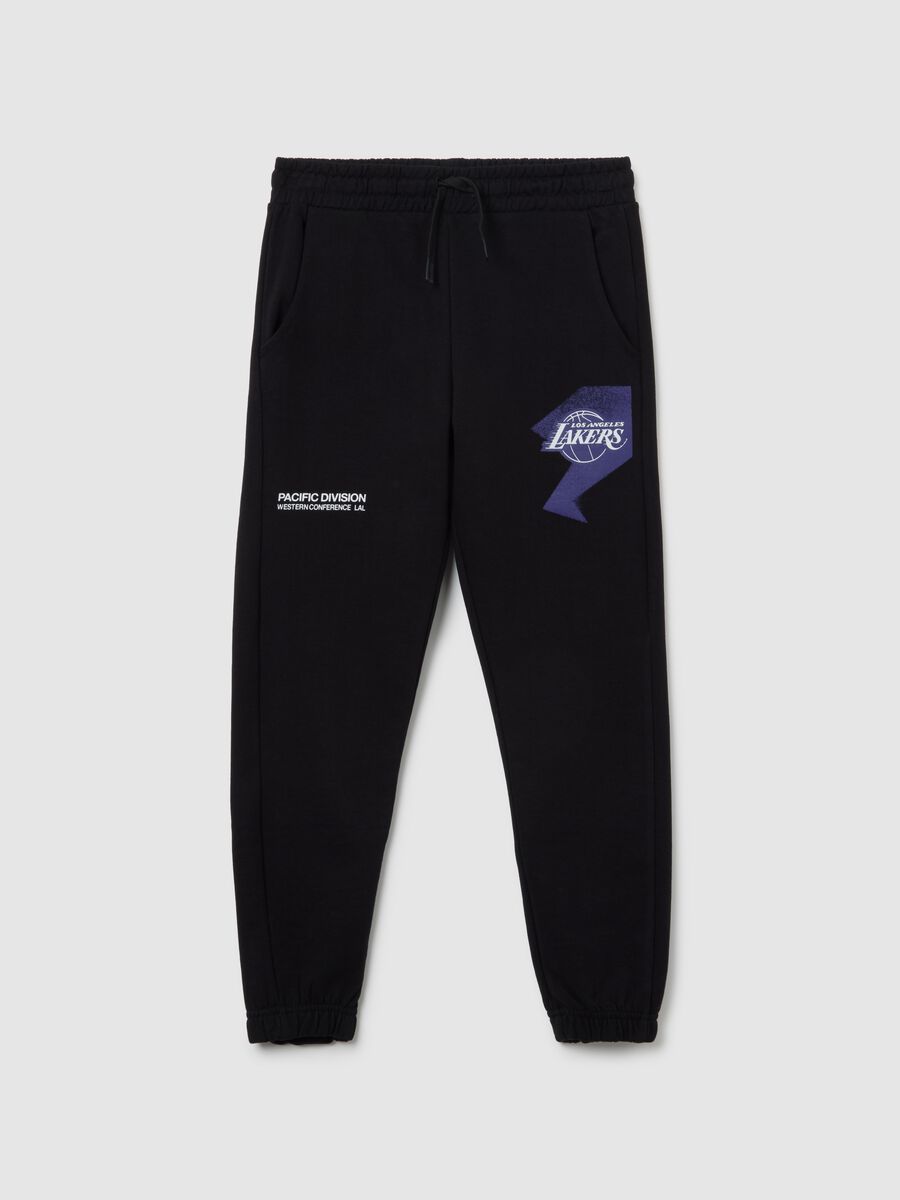 Black jogger trousers for boys in cotton and viscose_0