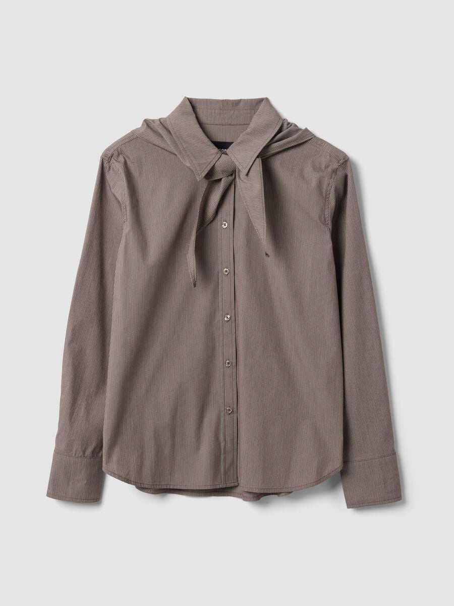 Camicia multicolor in cotone elasticizzato con collo foulard_4