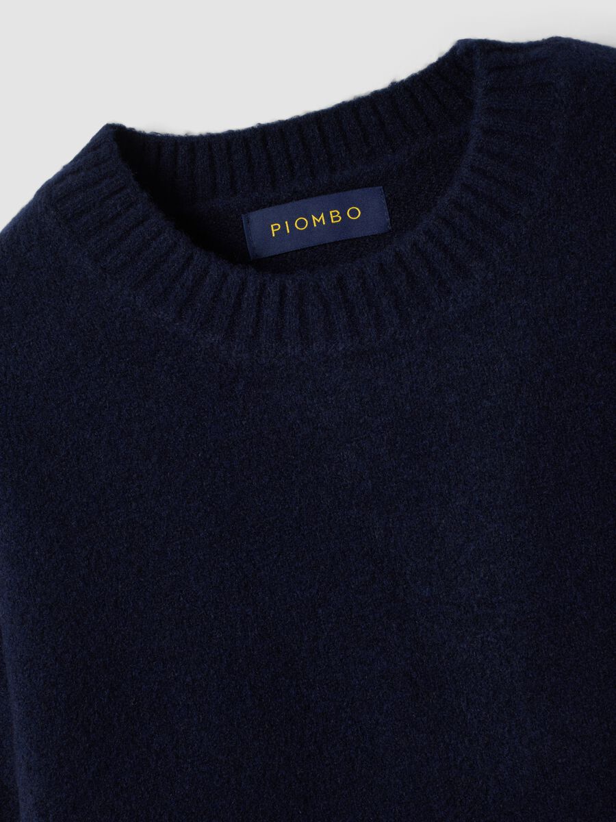 Navy blue stretch wool crew-neck jumper_2