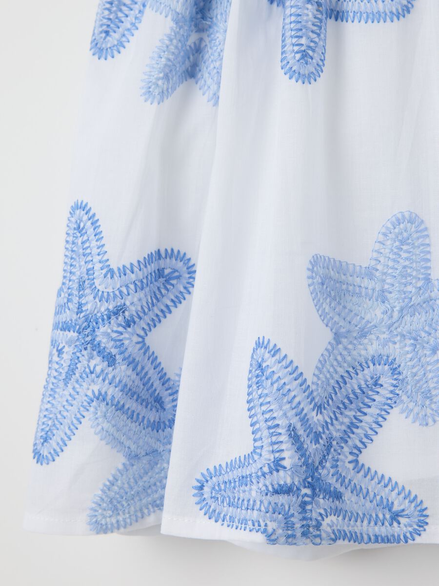 Dress with white and blue starfish in cotton_3