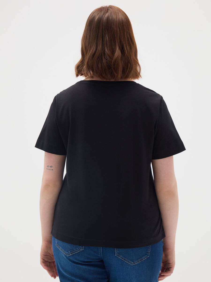 Women's black pure cotton T-shirt_3