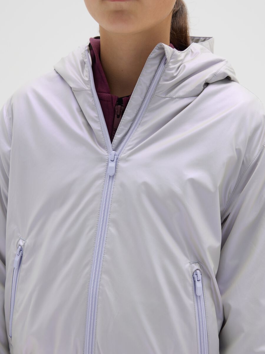 Regular fit grey girl's jacket with hood_2