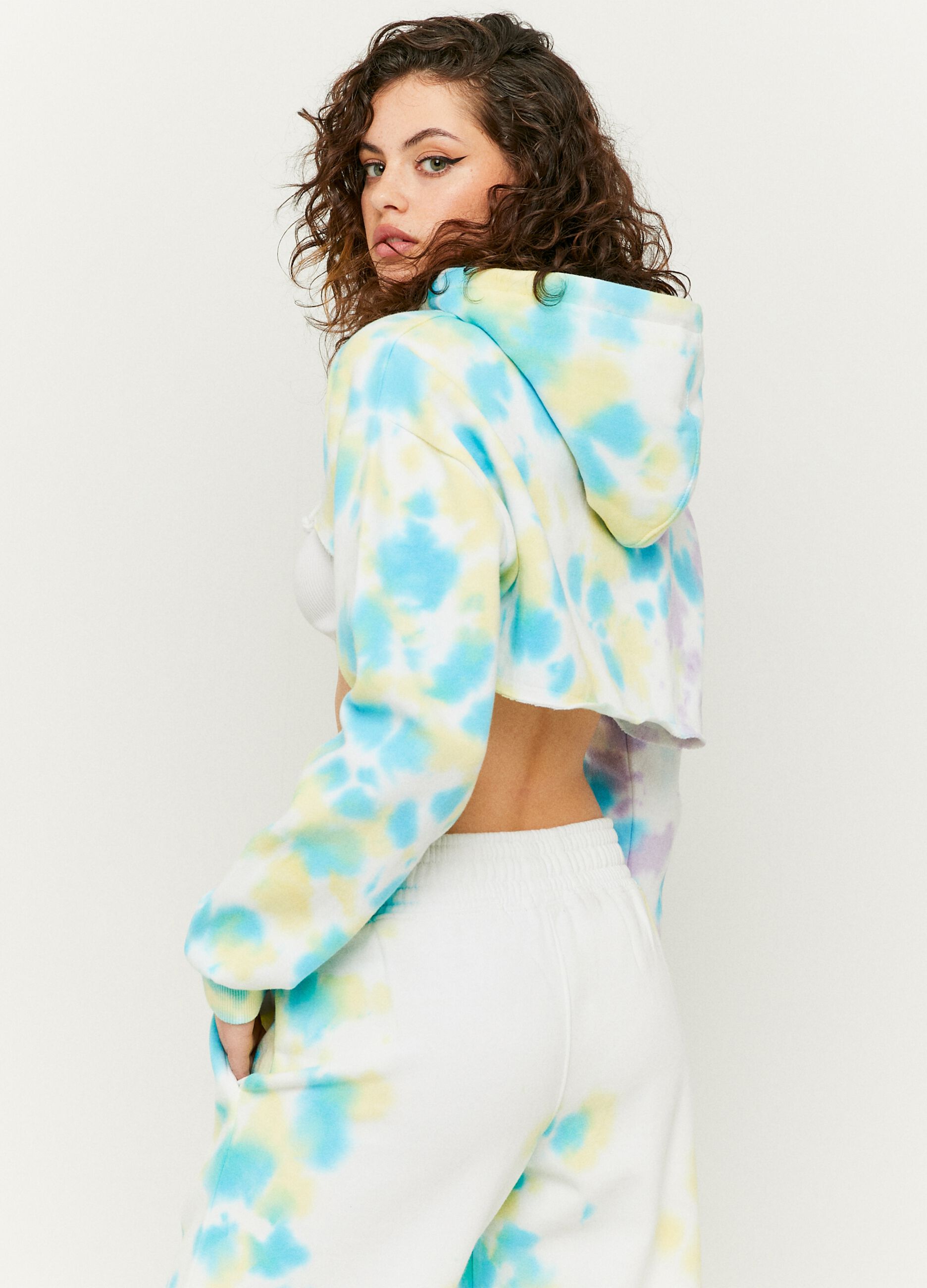 Felpa cropped con stampa Tie Dye_2