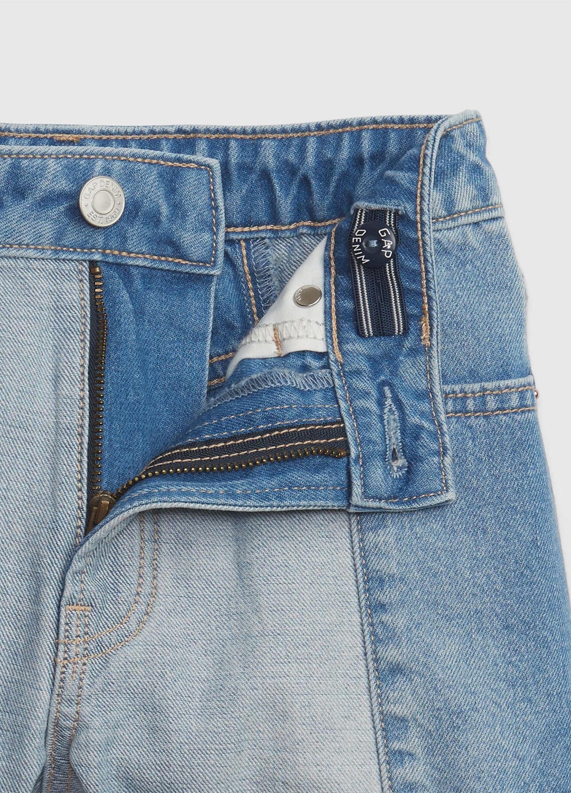 Shorts in denim bicolore vita alta_2
