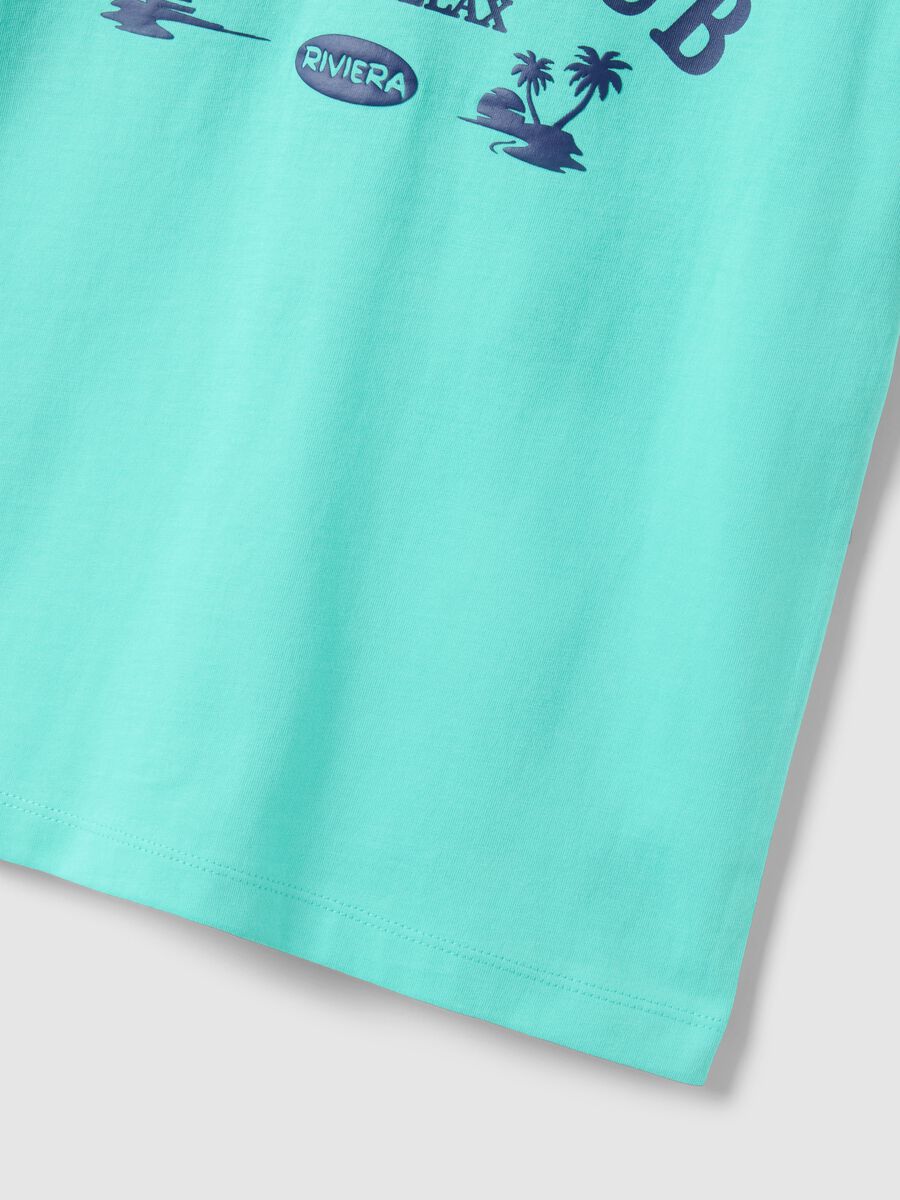 Children's oversized fit pure cotton blue T-shirt with print_2