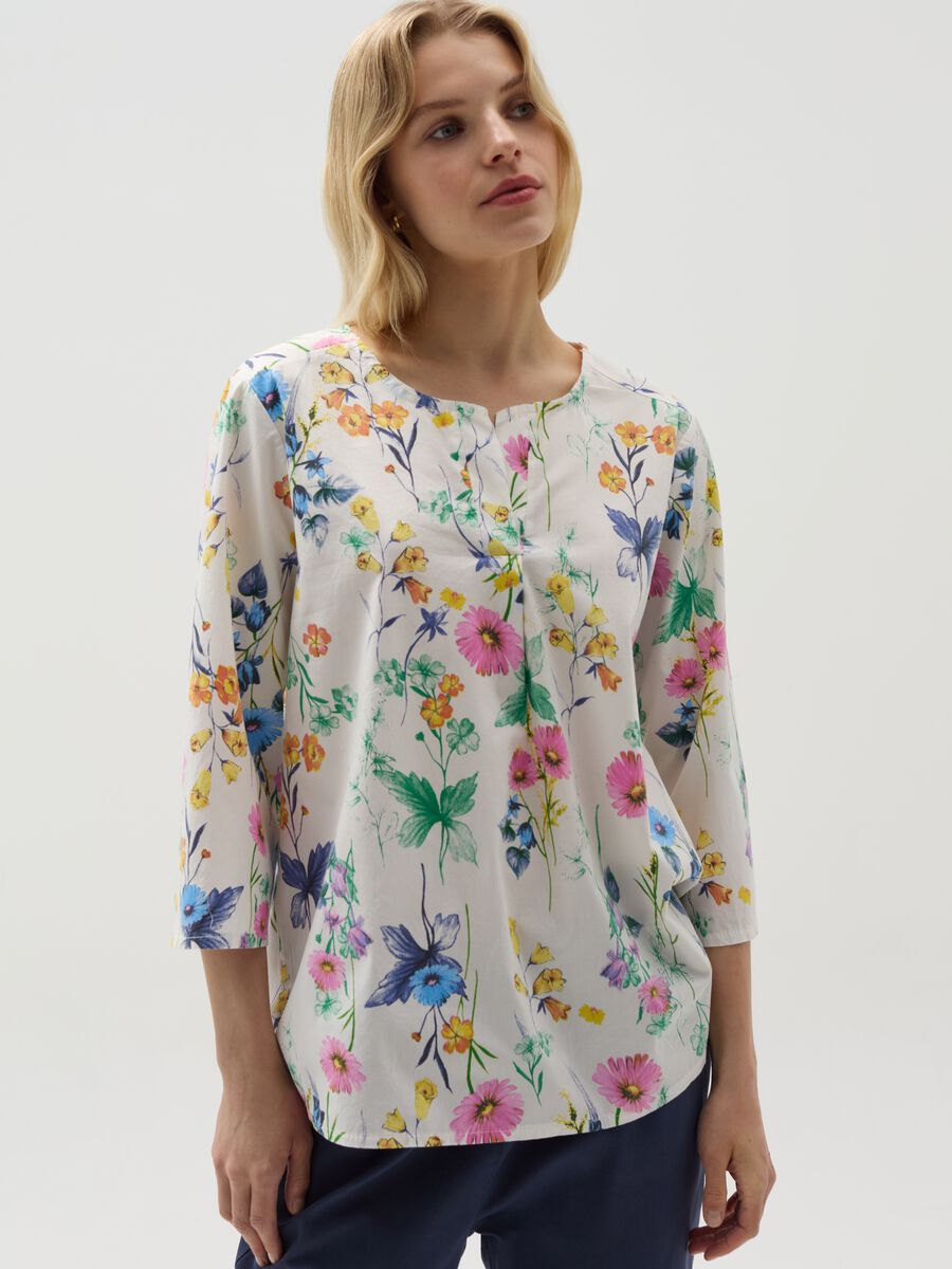 Floral blouse in stretch cotton_1