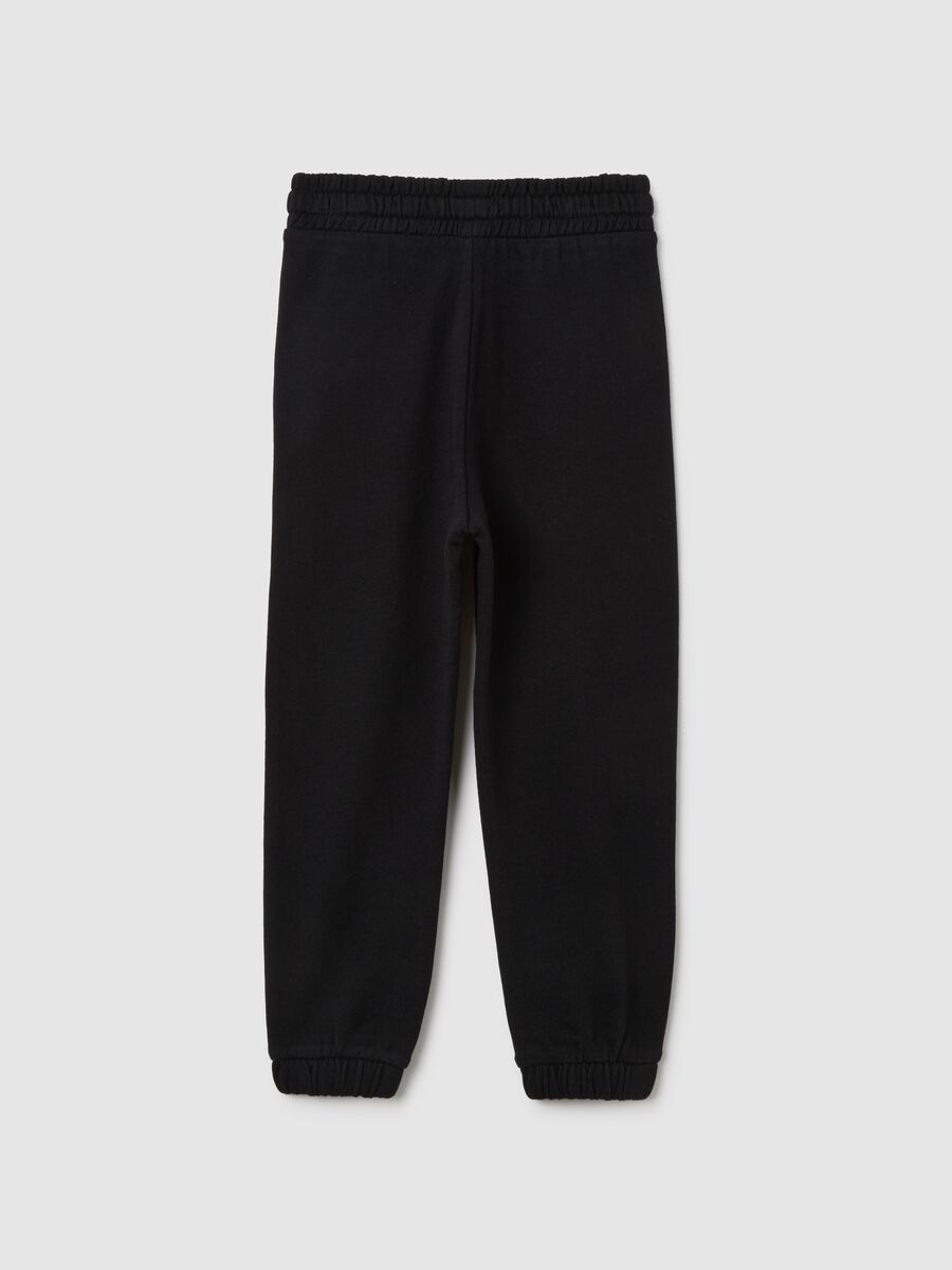 Girls' black pure cotton regular fit joggers_1
