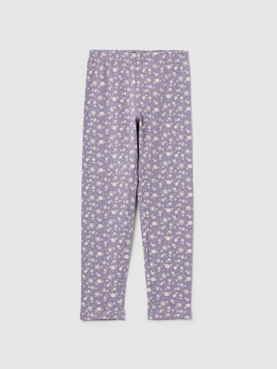 Leggings in stretch cotton with ditsy floral print_0