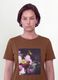Brown pure cotton T-shirt with floral print, regular fit_2