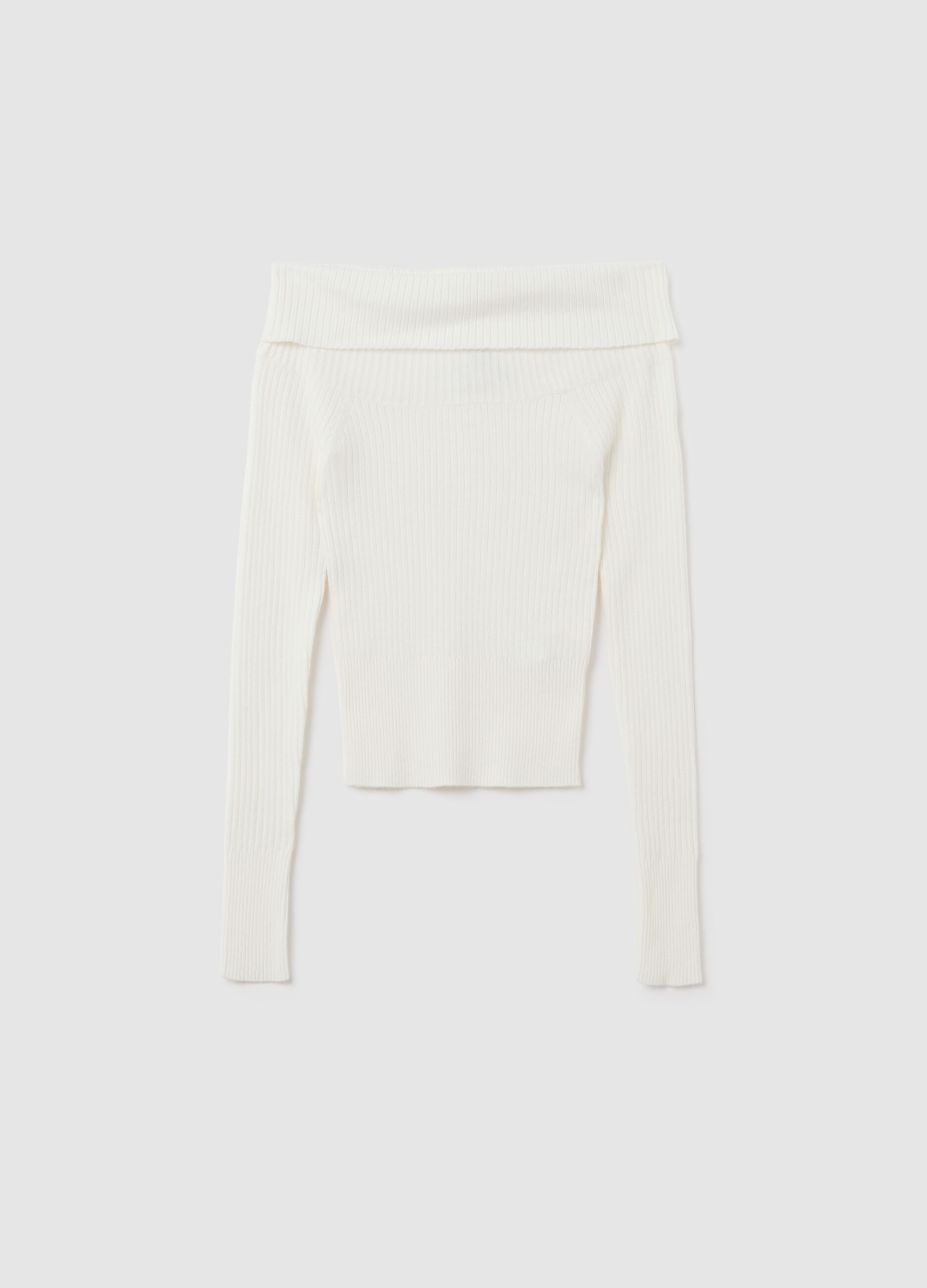 Girls' fitted white viscose blend top
