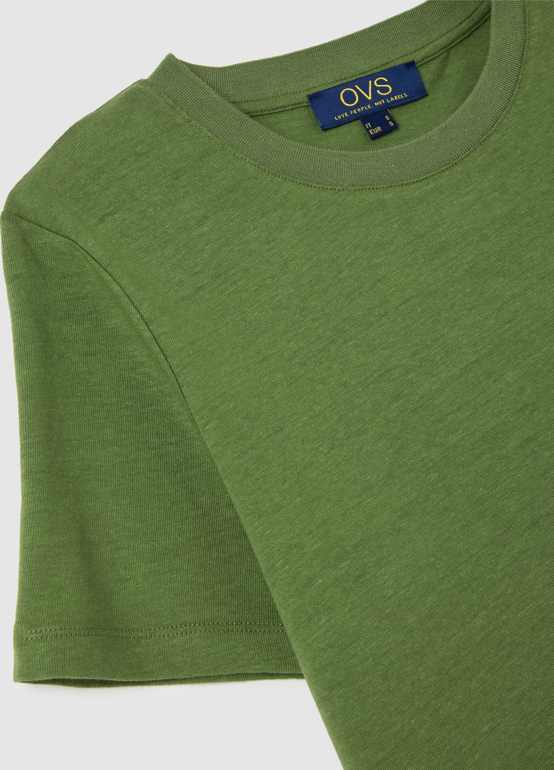 Green Cotton and Linen T-shirt
