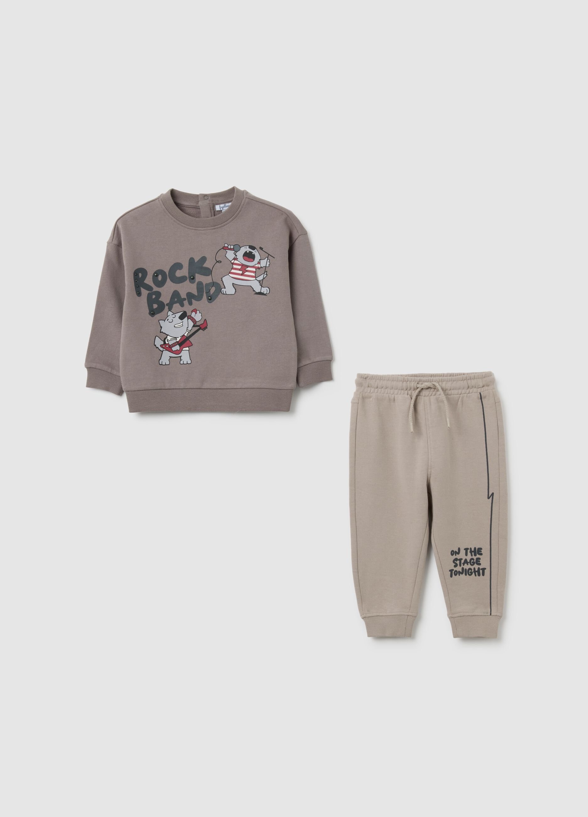 Infant set in pure grey cotton regular fit