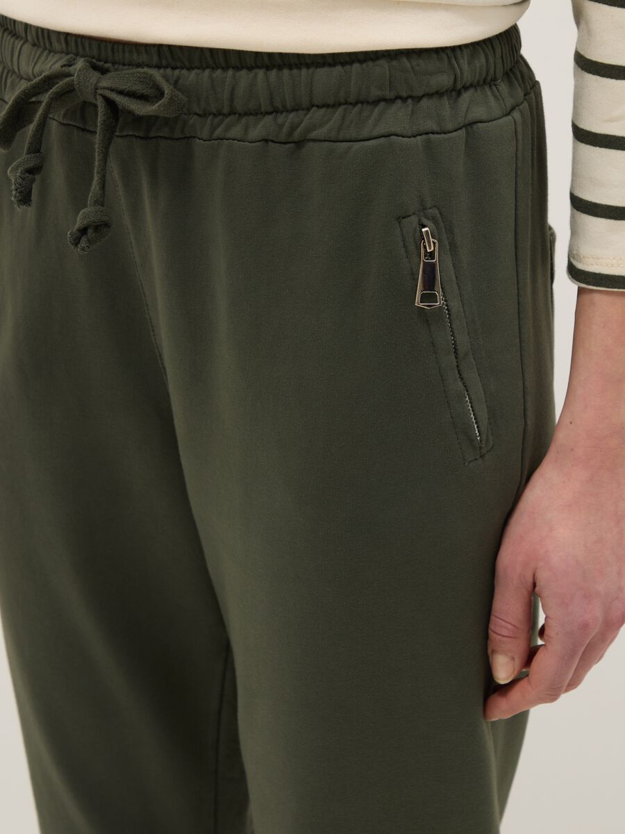 Pantaloni in cotone elasticizzato verdi regular fit_3