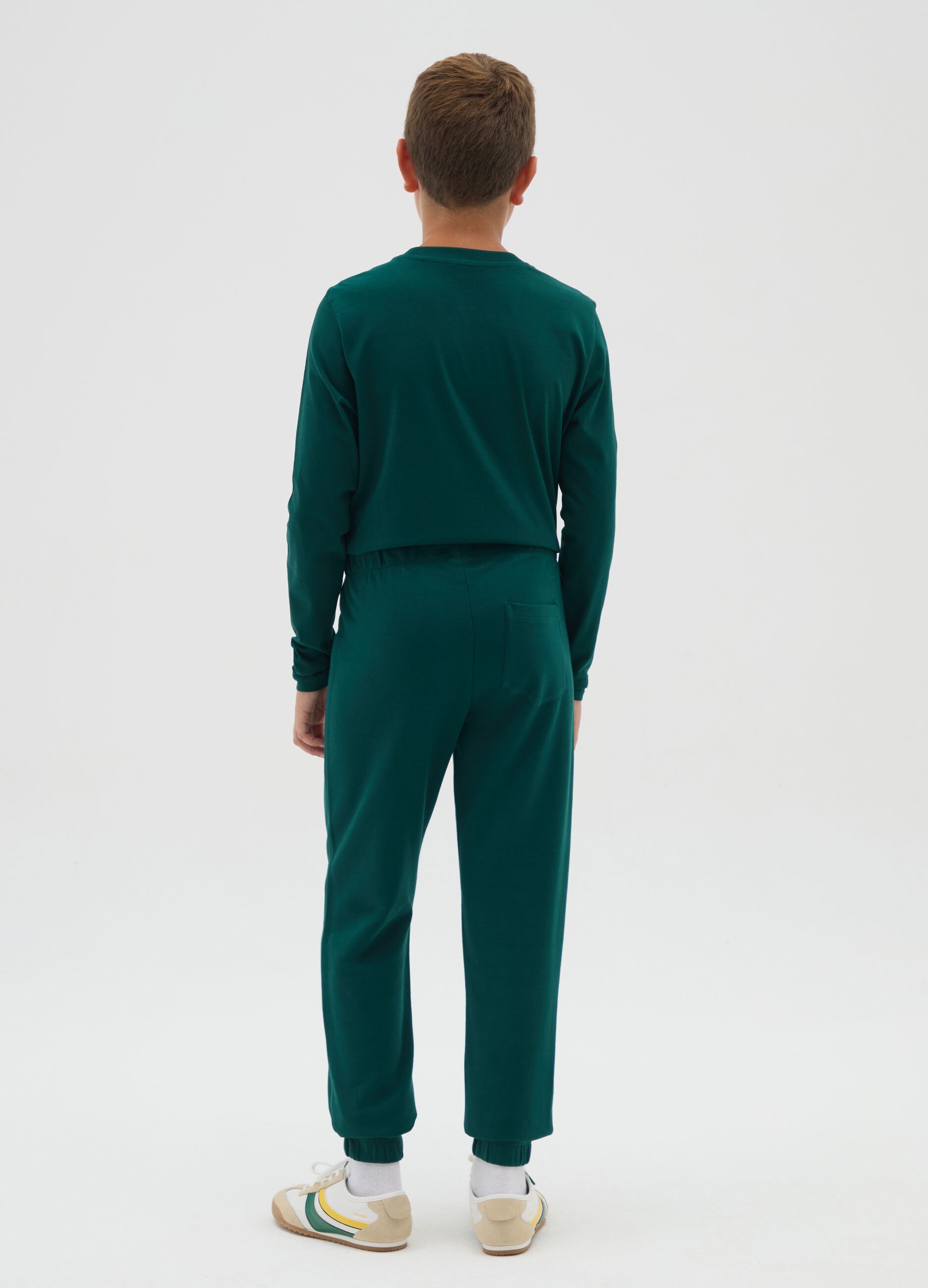 Boy's green cotton jogger pants