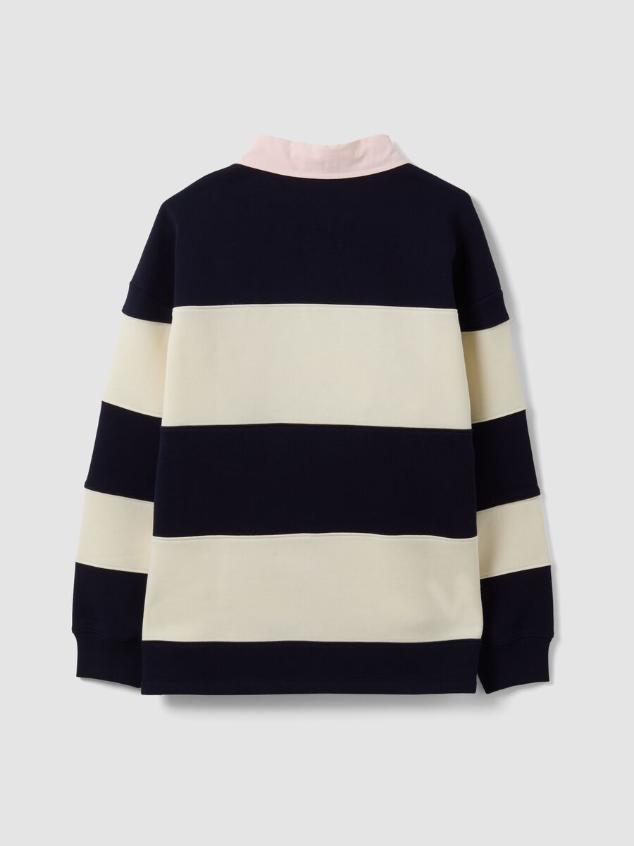 Felpa a righe blu in misto cotone con colletto relaxed fit_6