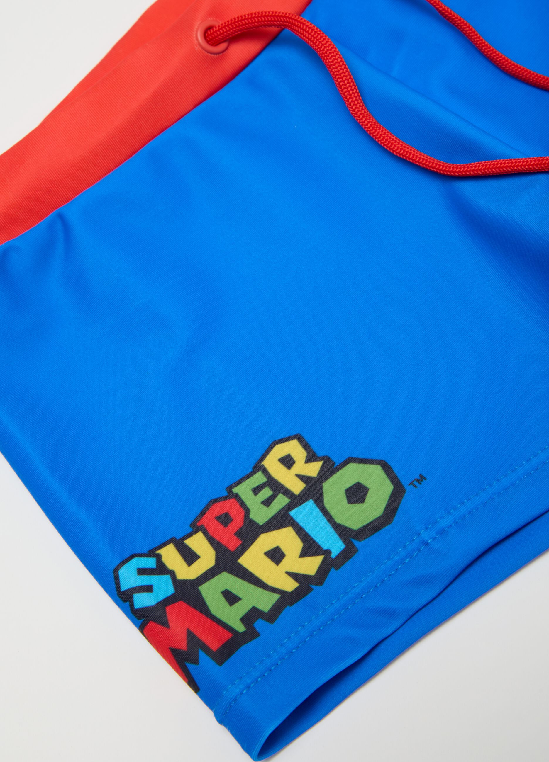 Multicoloured stretch blend children's swimsuit with red accents