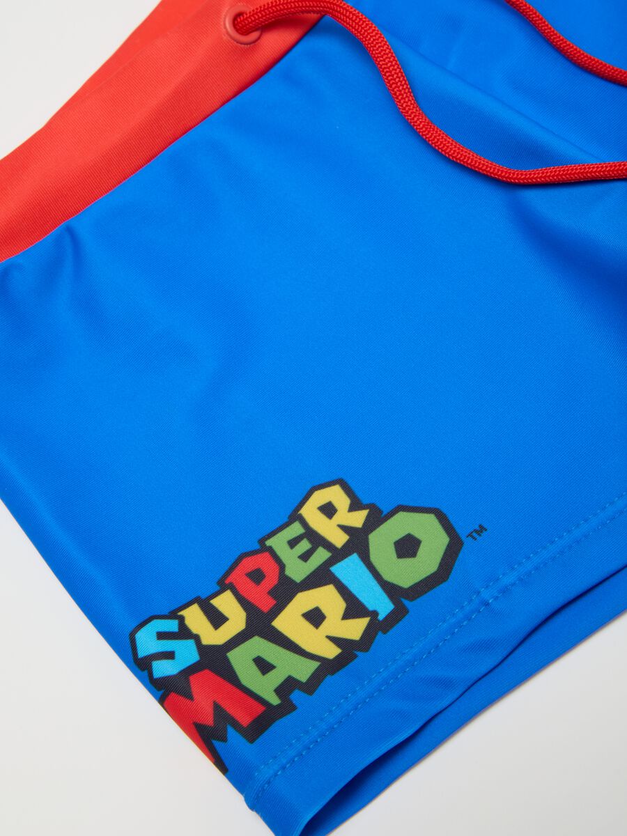 Multicoloured stretch blend children's swimsuit with red accents_2