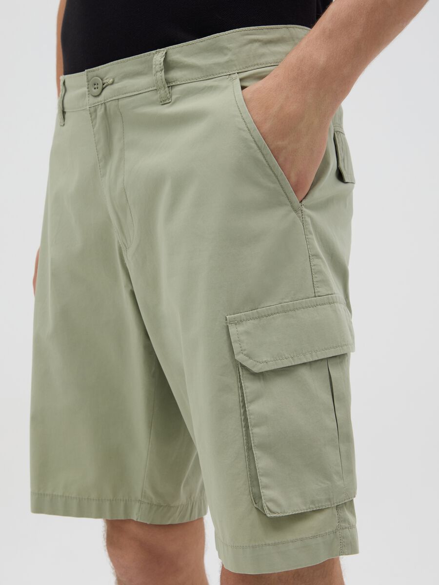 Men's green pure cotton regular fit shorts_2