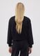Black sweatshirt in organic cotton and viscose blend with ribbed collar_2