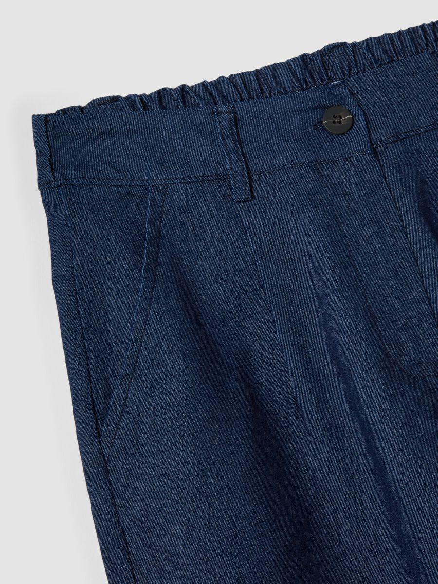 Pantaloni blu in cotone elasticizzato regular fit_5