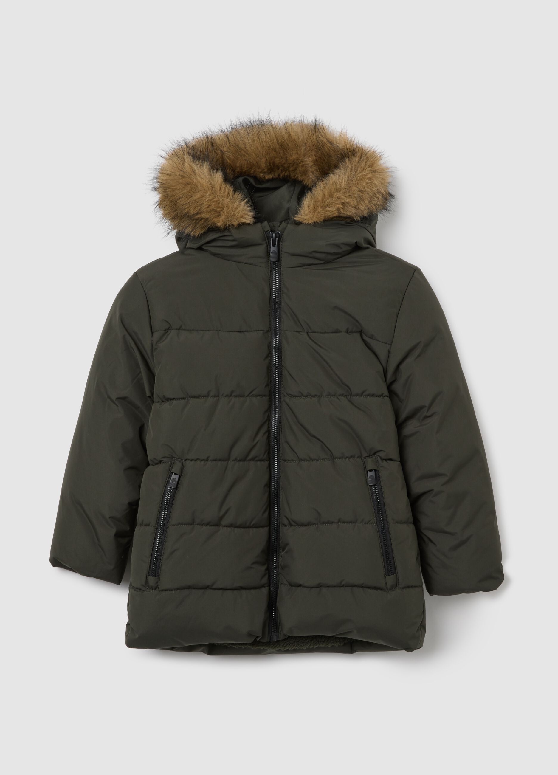 Green padded jacket for children