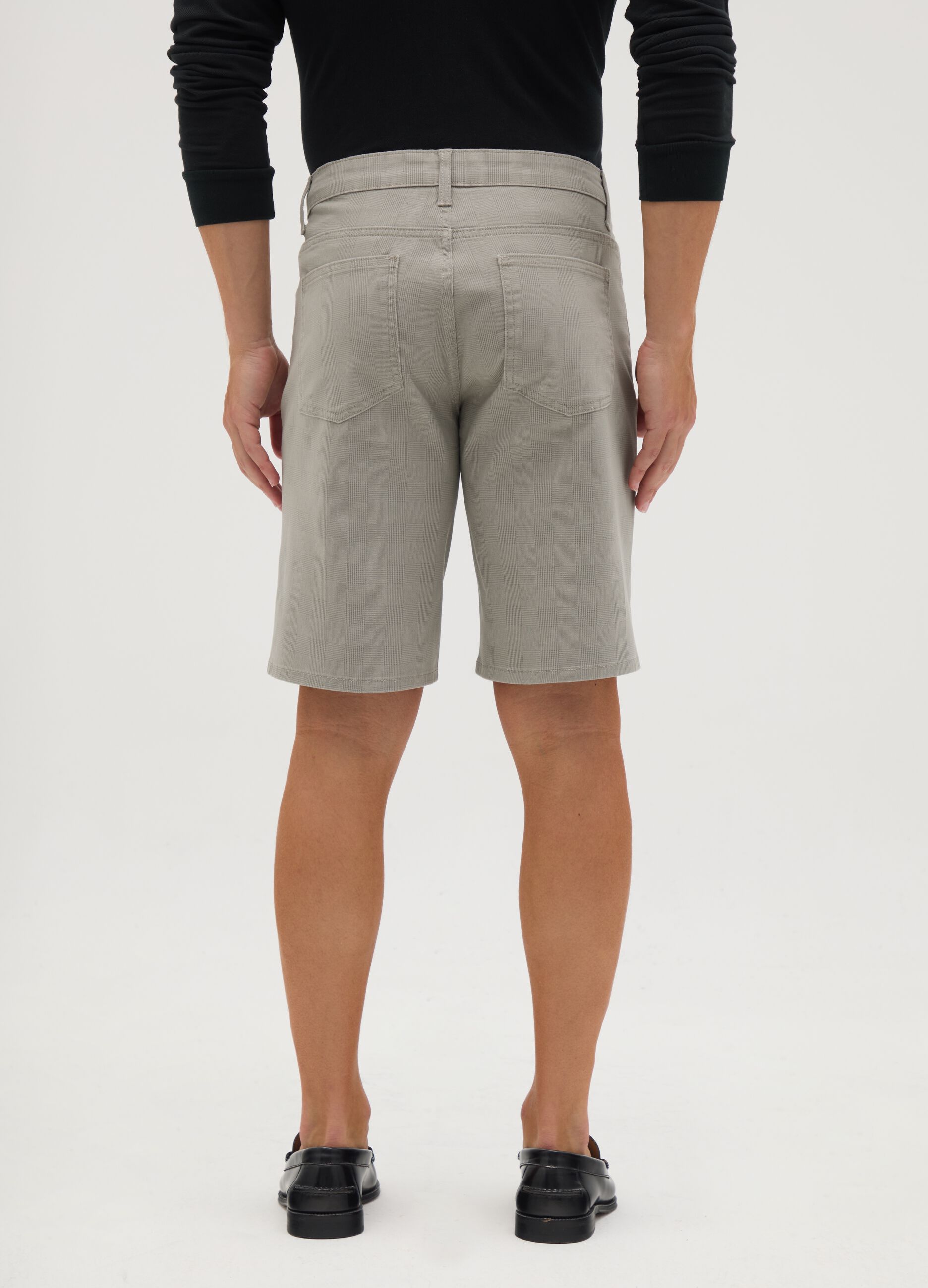 Men's Regular Fit Grey Stretch Cotton Shorts