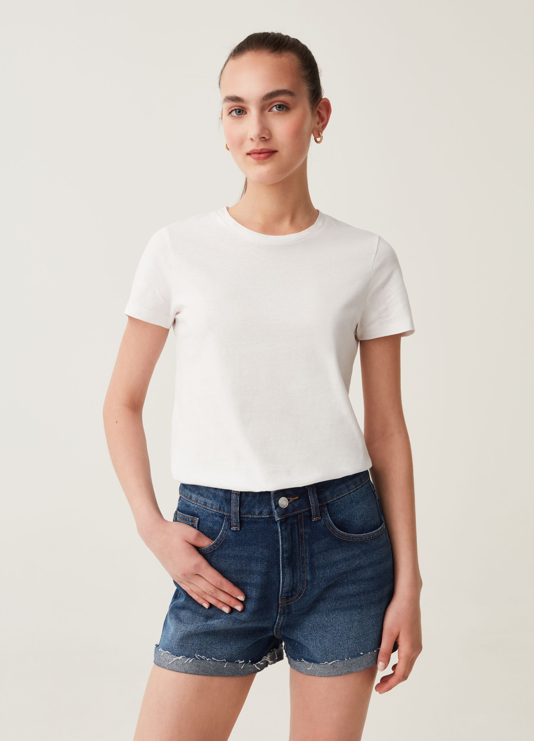 Ovs Shorts in denim con orlo a vivo