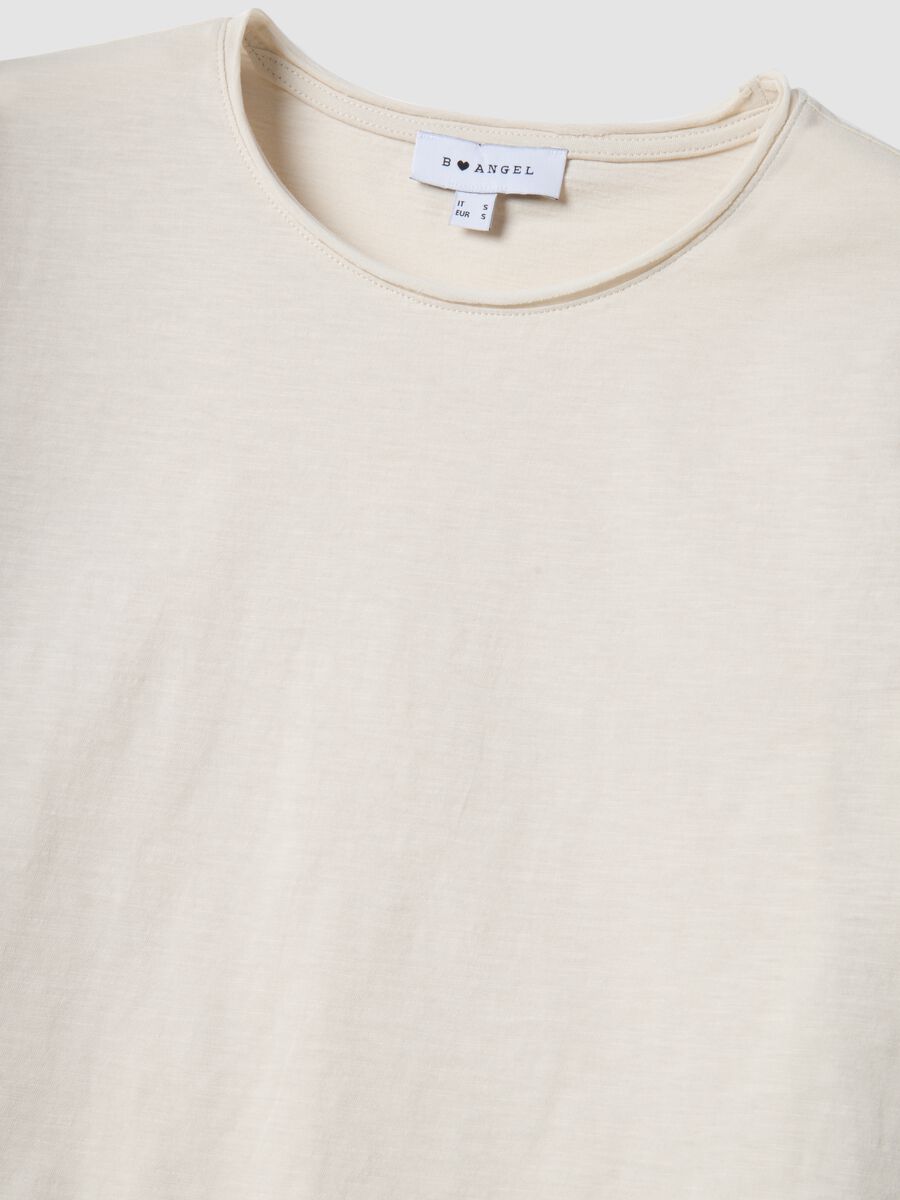 Beige pure cotton short-sleeve T-shirt, regular fit_5