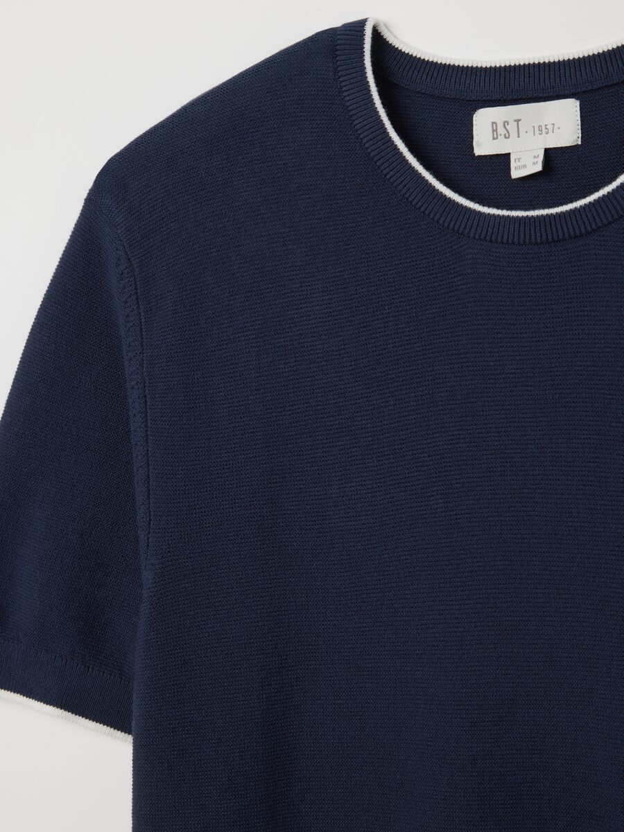 Blue Cotton Short Sleeve T-Shirt_5