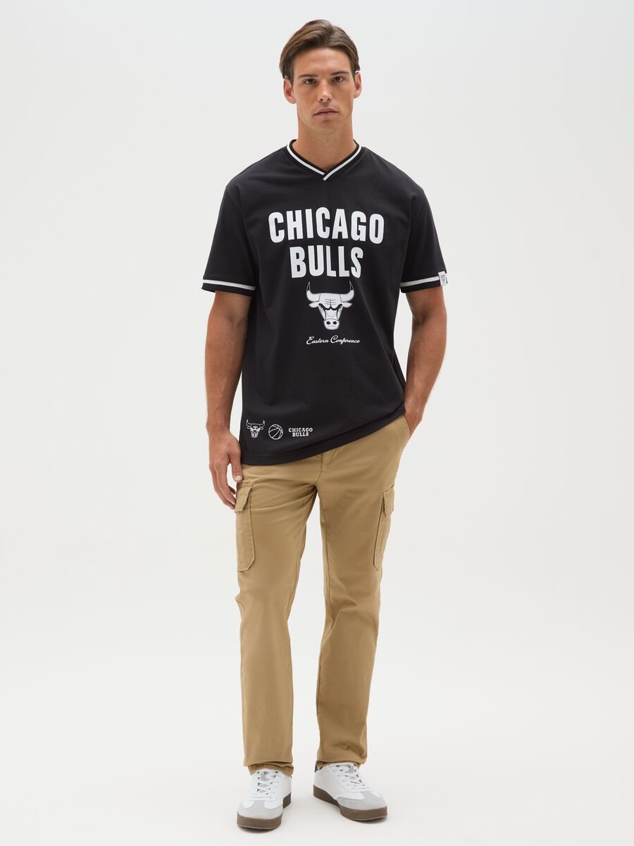 Maglia in puro cotone nera con stampa Chicago Bulls_1